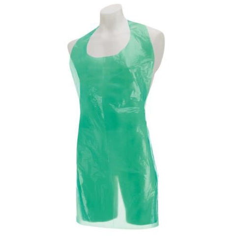 Premier Disposable Polythene Aprons on a Roll, 69cm x 117cm, Green, Roll of 200