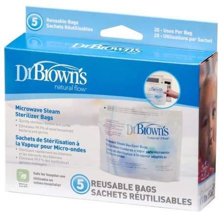 Dr Brown's Reusable Microwave Steam Sterilisation Bags, Pack of 5