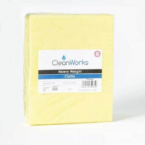 CleanWorks All-Purpose Heavyweight Cloths, Yellow, Pack of 25