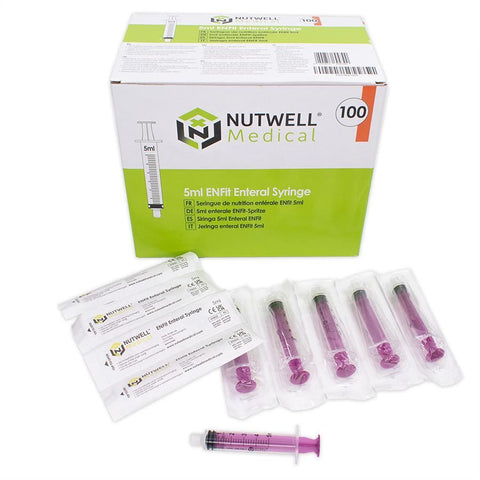 Nutwell Medical ENFit Enteral Sterile Single-Use Syringe, 5ml, Pack of 100