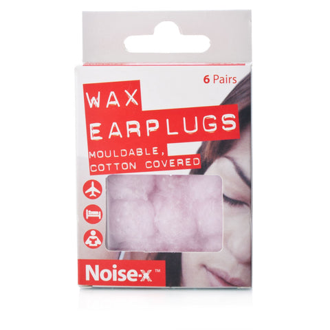 Noise-X Earplugs Wax Cotton, Six Pairs