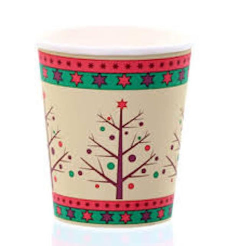 Christmas Tree Hot Cups with Lids, 8-9oz, Pack of 707
