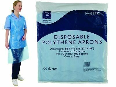 Premier Disposable Polythene Aprons Flat, 69cm x 117cm, Blue, Roll of 100