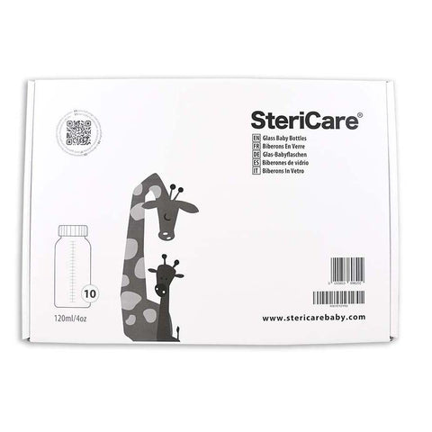 SteriCare Glass Baby Bottle, 120ml, Pack of 10