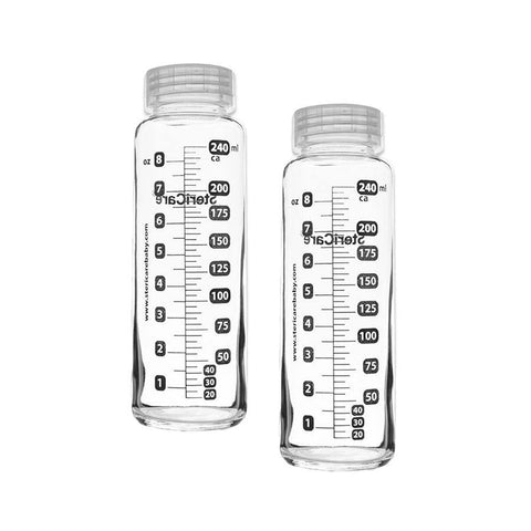 SteriCare Reusable Glass Baby Bottle, 240ml, Pack of 2