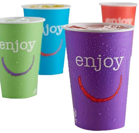 Enjoy Multi-Coloured Cold Cups with Lids, 250ml, Pack of 100
